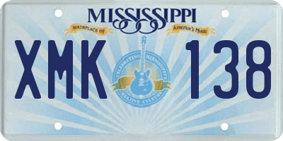 MS license plate XMK138