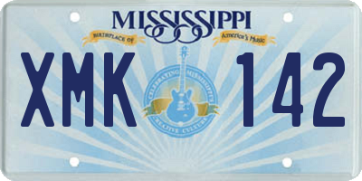 MS license plate XMK142