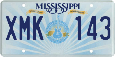 MS license plate XMK143