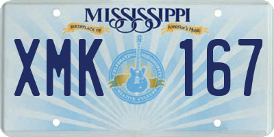 MS license plate XMK167