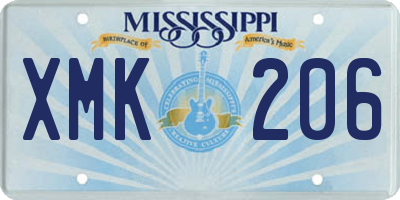 MS license plate XMK206