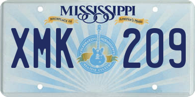 MS license plate XMK209