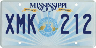 MS license plate XMK212