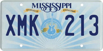 MS license plate XMK213