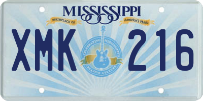 MS license plate XMK216