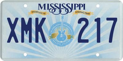 MS license plate XMK217