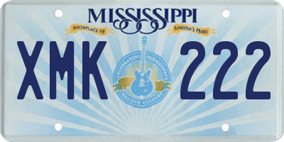 MS license plate XMK222
