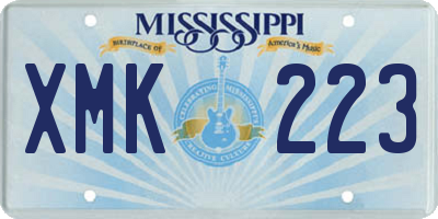 MS license plate XMK223