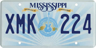MS license plate XMK224