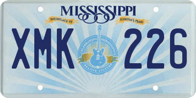MS license plate XMK226