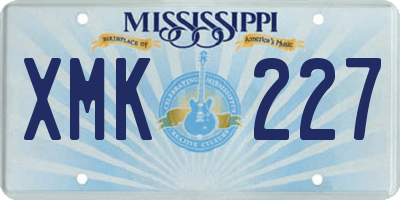 MS license plate XMK227
