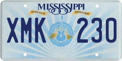 MS license plate XMK230