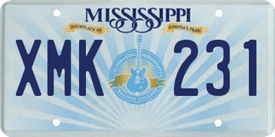 MS license plate XMK231