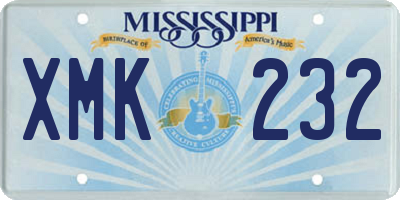 MS license plate XMK232