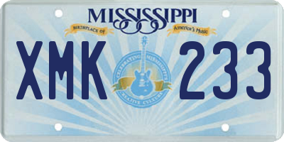 MS license plate XMK233