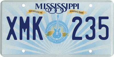 MS license plate XMK235