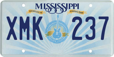 MS license plate XMK237