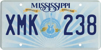 MS license plate XMK238