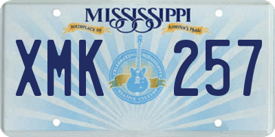 MS license plate XMK257