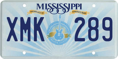 MS license plate XMK289