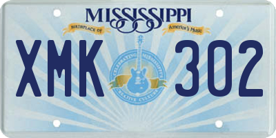 MS license plate XMK302