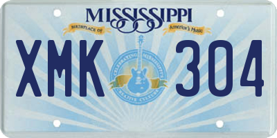 MS license plate XMK304