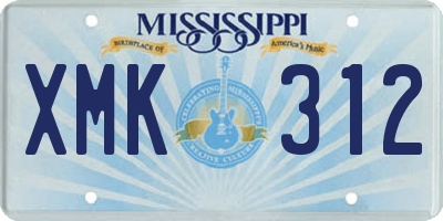MS license plate XMK312