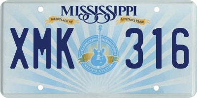 MS license plate XMK316