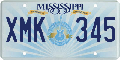 MS license plate XMK345