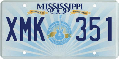 MS license plate XMK351