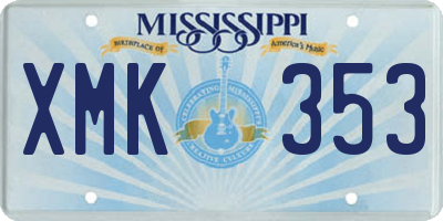 MS license plate XMK353