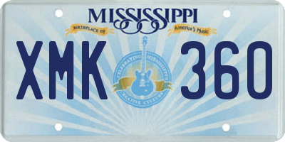 MS license plate XMK360
