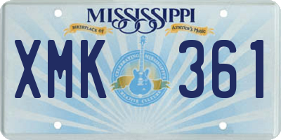 MS license plate XMK361