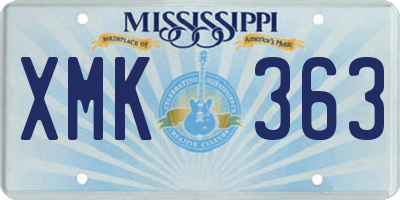 MS license plate XMK363