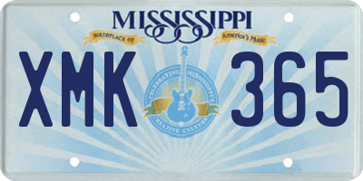 MS license plate XMK365