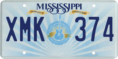MS license plate XMK374