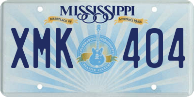MS license plate XMK404