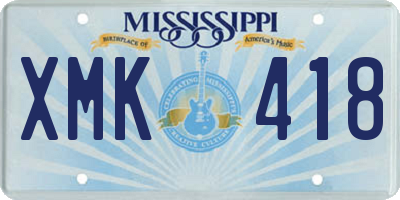MS license plate XMK418