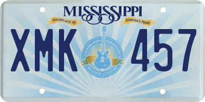 MS license plate XMK457