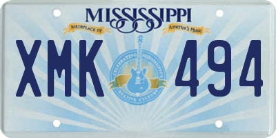 MS license plate XMK494