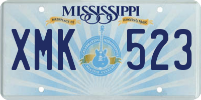 MS license plate XMK523