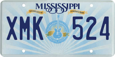 MS license plate XMK524