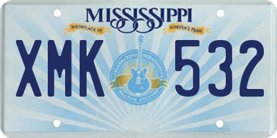 MS license plate XMK532