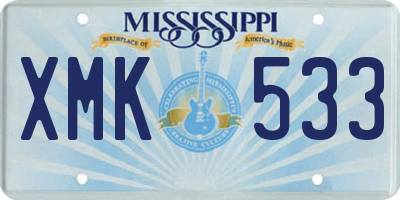 MS license plate XMK533