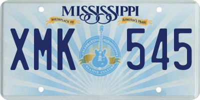 MS license plate XMK545