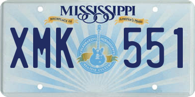 MS license plate XMK551
