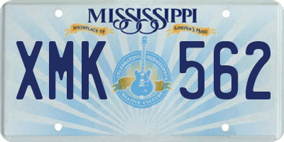 MS license plate XMK562
