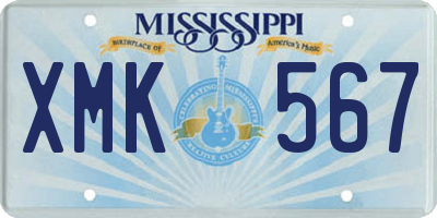 MS license plate XMK567
