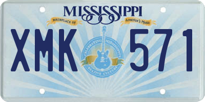MS license plate XMK571