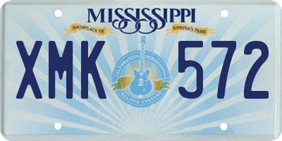 MS license plate XMK572